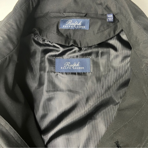 RALPH LAUREN BLACK TRENCH COAT SINGLE BREAST HIDDEN BUTTON BELTED COAT MEN 40R - Picture 6 of 10